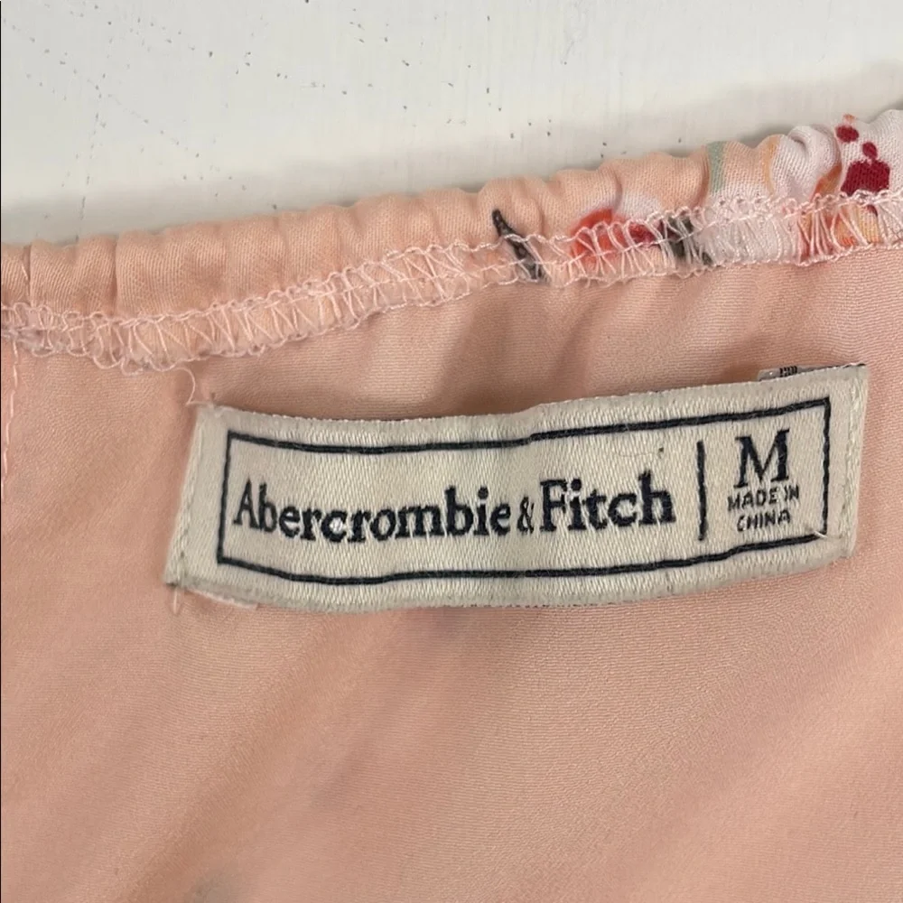 Abercrombie‎ & Fitch Peach Floral Maxi Dress Pink Blossom High Neck Tie Back Med